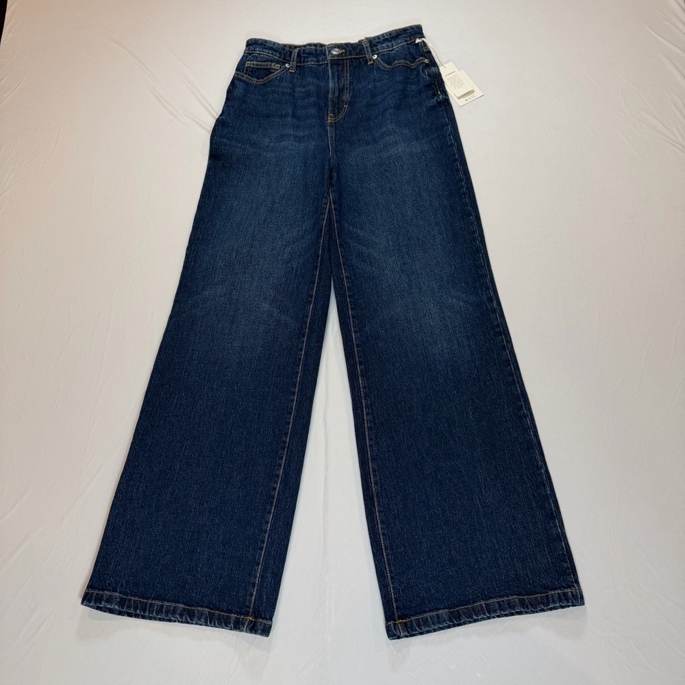 Free Assembly High Rise Wide Leg Opening Dark Indigo Wash Size 4
